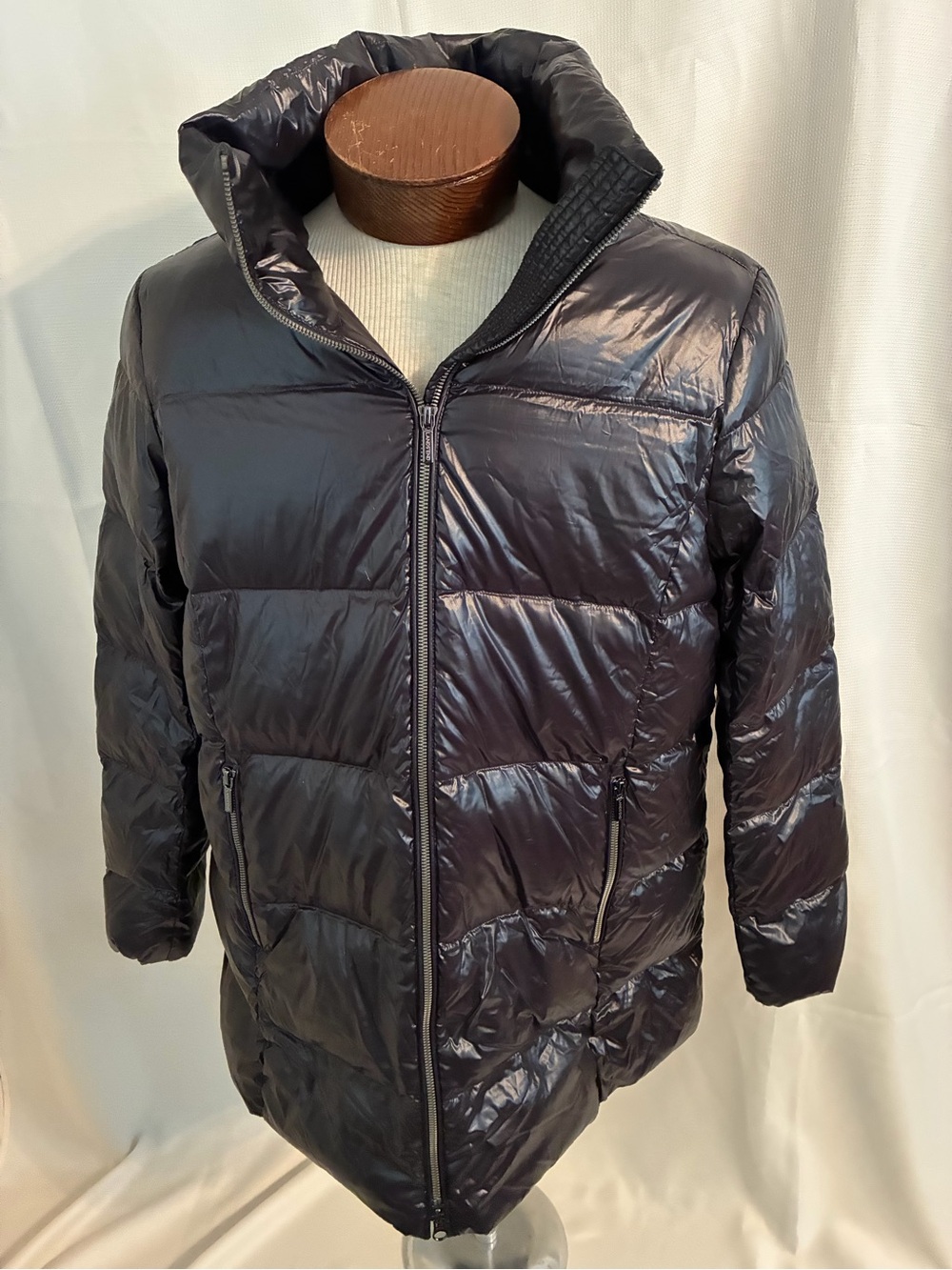 New with Tags Lands' End Men's Shiny Black Quilted Puffer Jacket